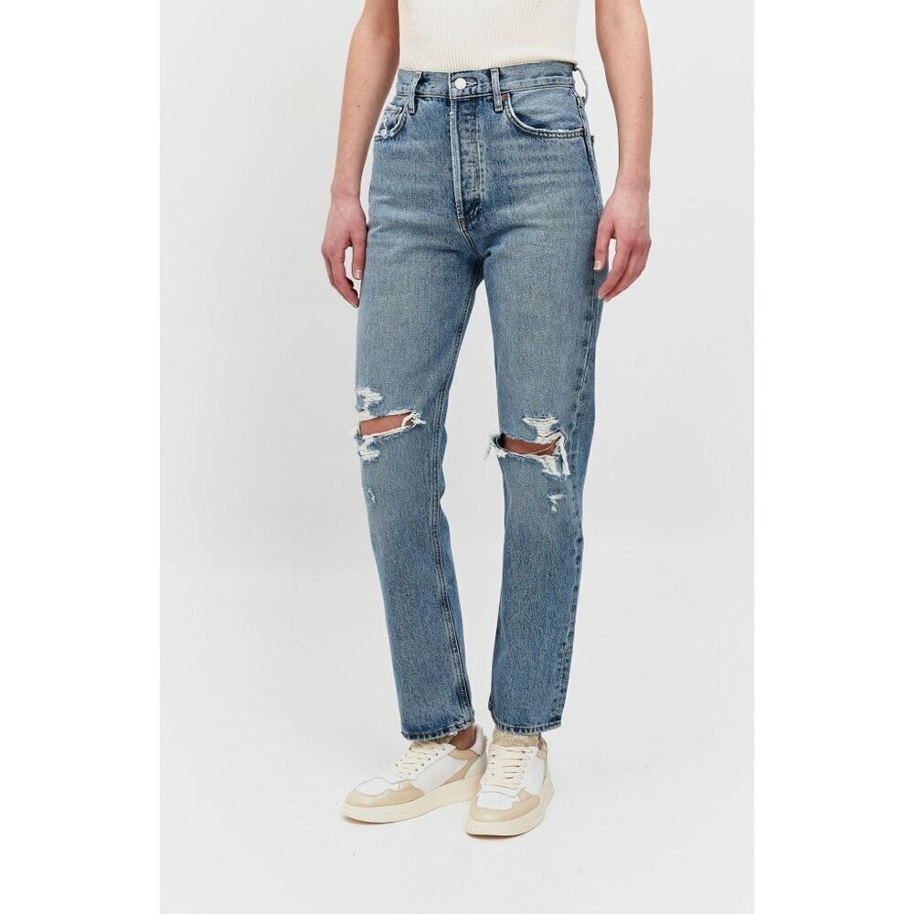 AGOLDE Sophie  Blue Premium Distressed Skinny Ankle Jeans Women's  Size 26